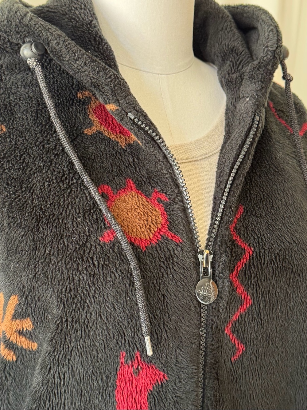 Vintage Y2K Forecaster Sport Fleece Jacket Hooded Zip Up Black Gorpcore small - Picture 9 of 14
